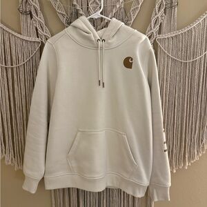 Carhartt Off-White Hoodie with Brown Logo